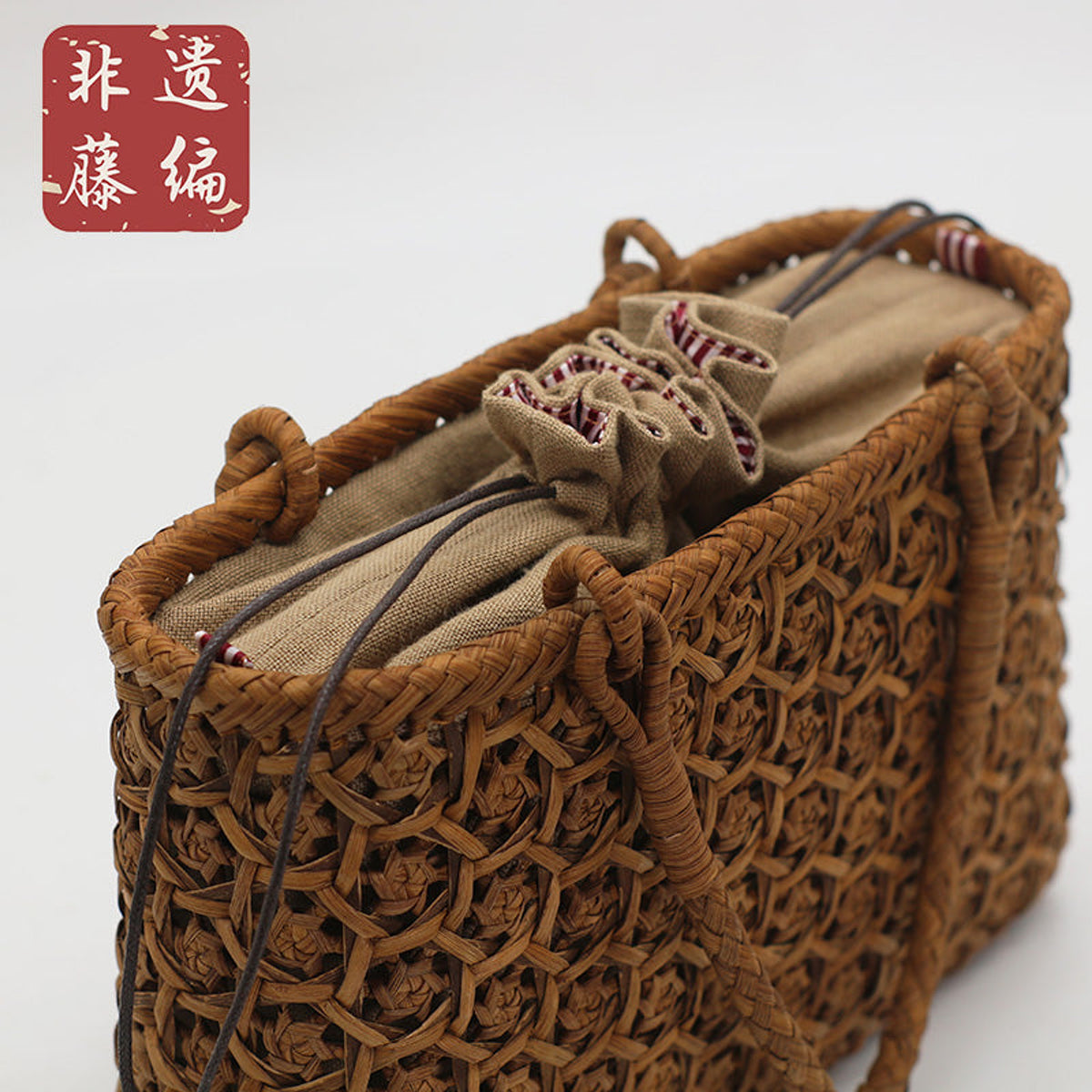 精工シリーズ・蜂の巣ラージバッグ｜山葡萄かごバッグ｜葡萄曜 PUTAOYAO