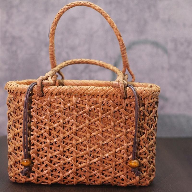 
精工-米字蜂の巣｜山葡萄かごバッグ｜蜂の巣編み・透かし編み