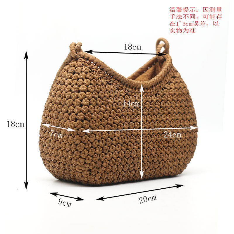 [精工-月牙弯弯]葡萄曜月牙设计  野山葡萄藤手工精编单把手手提包轻奢度假斜挎包