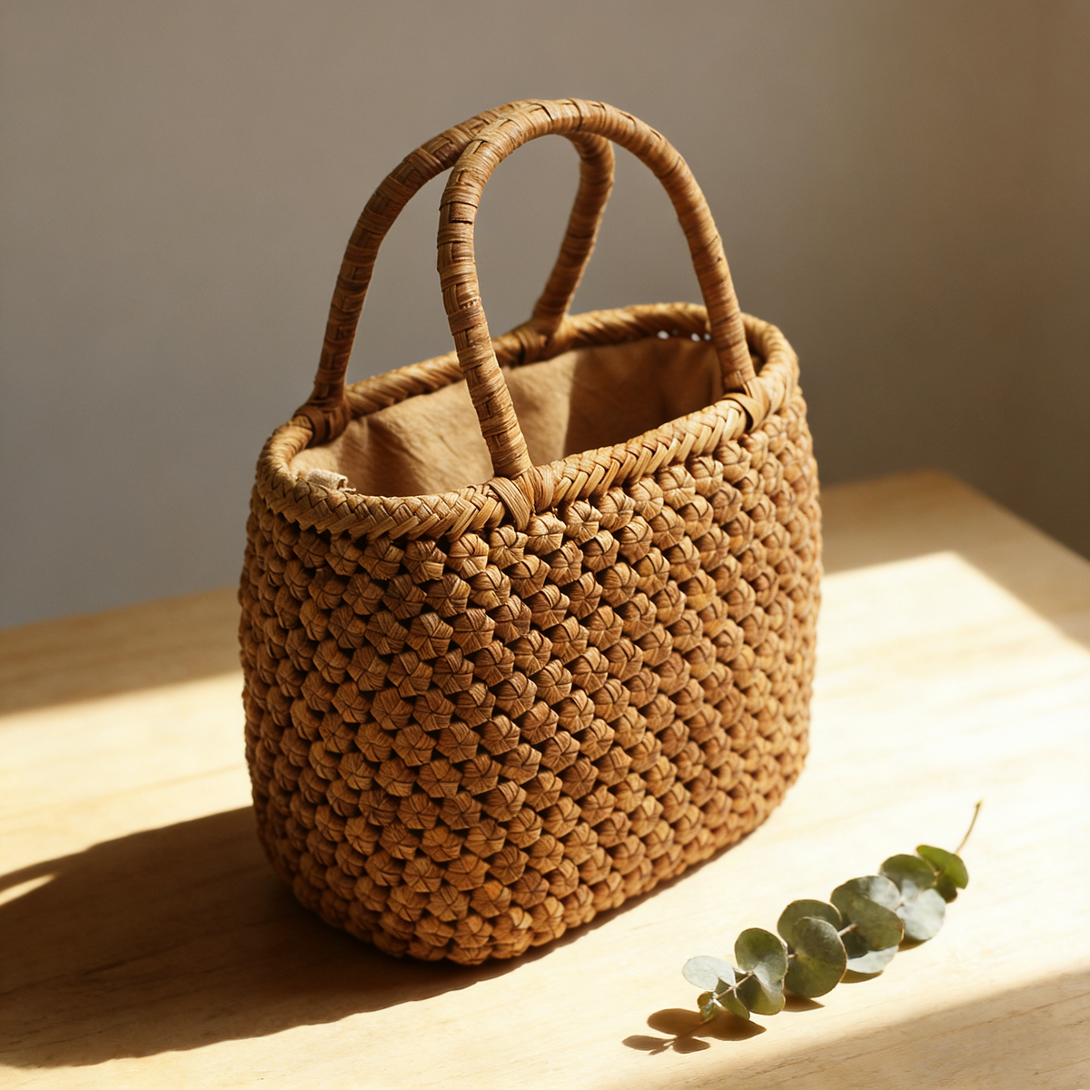 小円筒｜Wild Grape Vine Bucket Bag｜Hexagonal Flower Weave