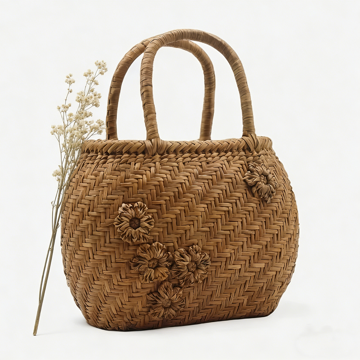 Five-Ring Cherry Blossom｜Wild Grape Vine Basket Bag｜Net Weave