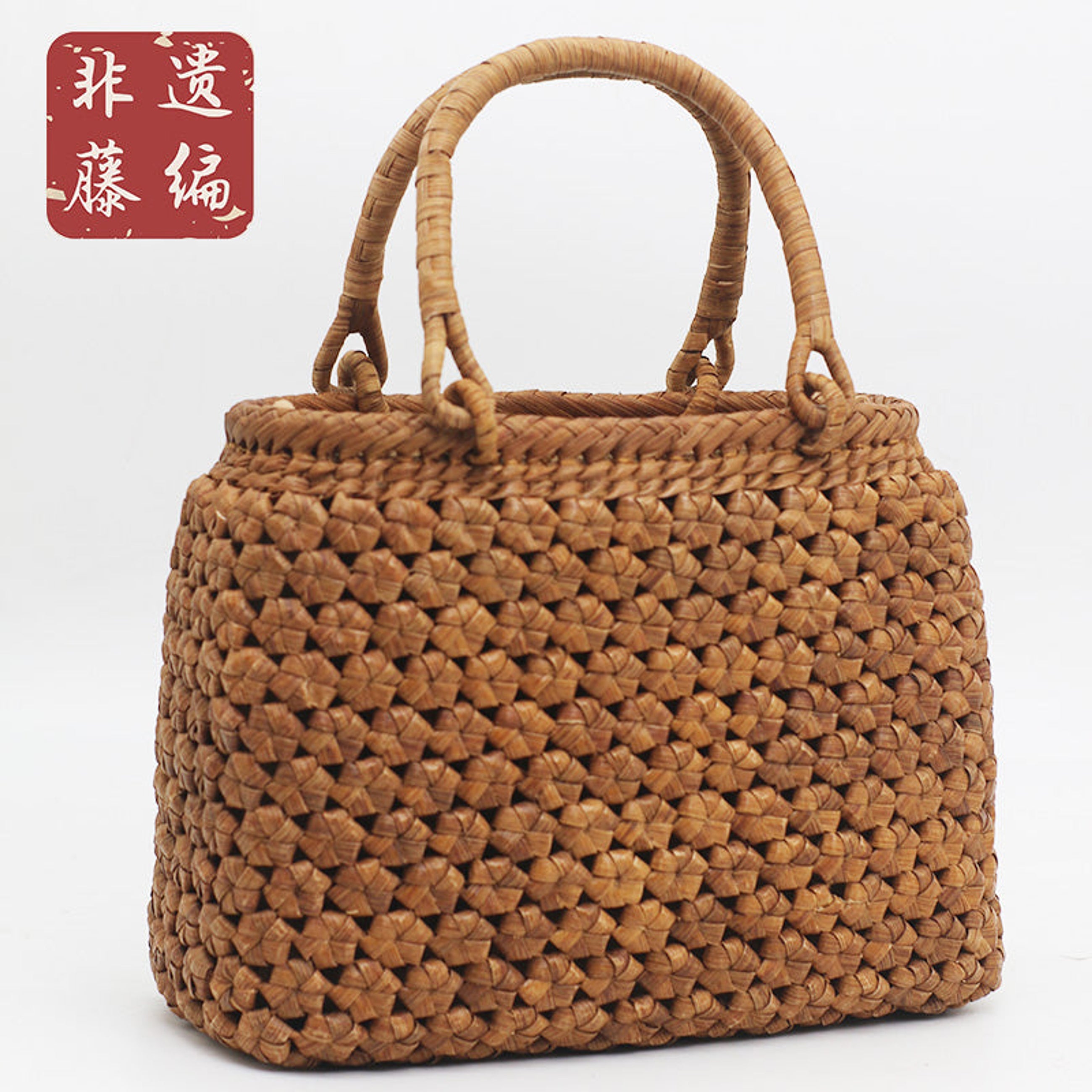 Hexagonal Flower Round-Top｜Wild Grape Vine Shoulder Bag｜Hexagonal Flower Weave